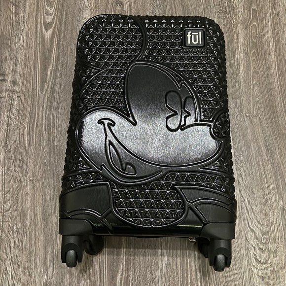FUL x Disney Mickey Mouse Black Carry-On Spinner Suitcase Hard Luggage 21